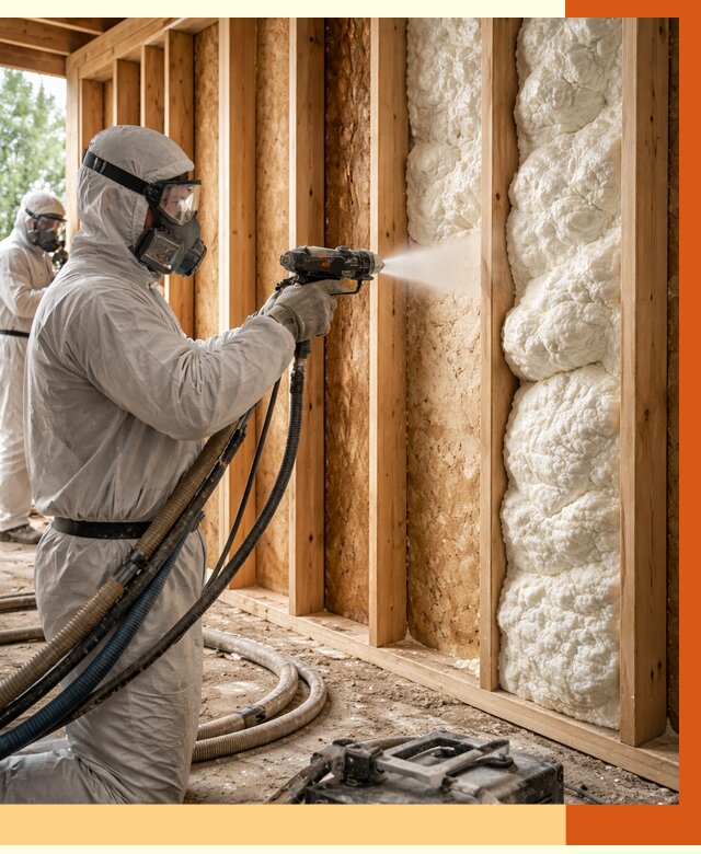 Утепление каркасного дома ППУ в зиме от 2864 руб./м2 — работа под ключ | ТепломастерЗма