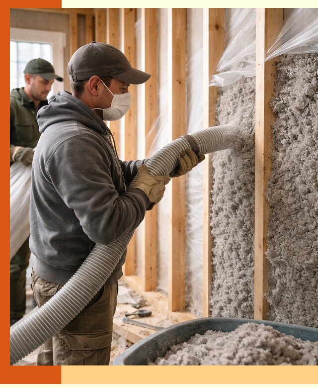 Утепление каркасного дома эковатой в зиме — качественно и надолго