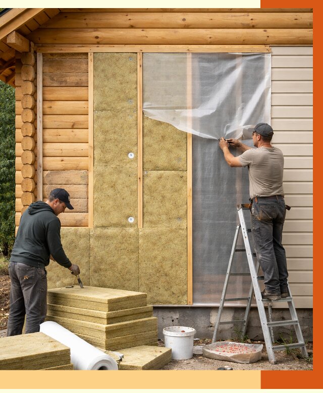 Утепление дома из бруса в зиме от 3836 руб./м2 — работы под ключ | ТепломастерЗма