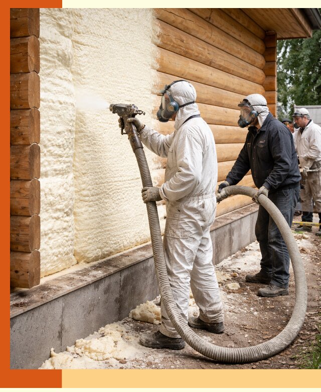 Утепление дома из бруса пенополиуретаном в зиме