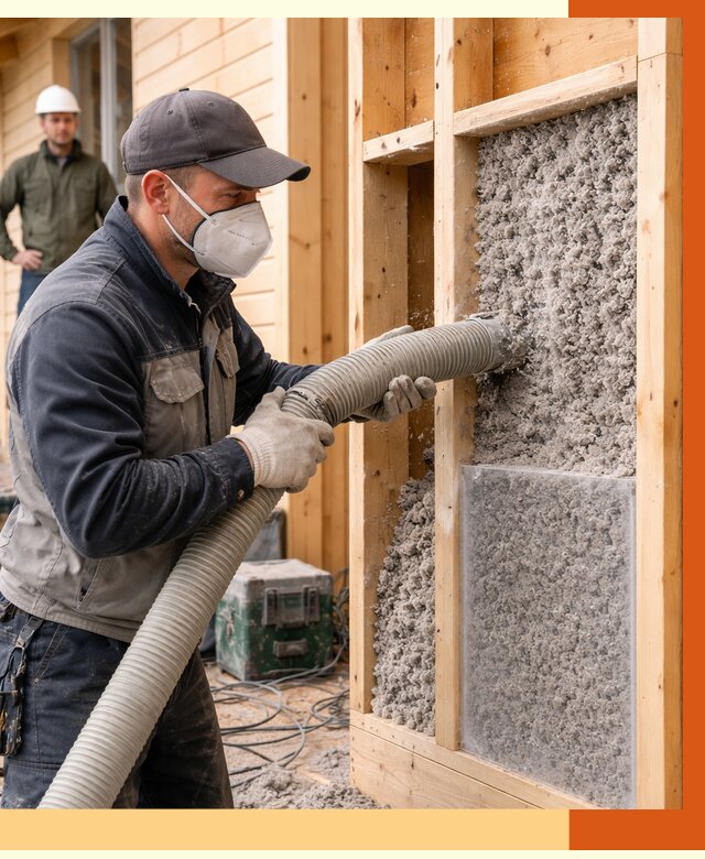 Утепление дома из бруса эковатой в зиме от 1892 руб/м2 | ТепломастерЗма