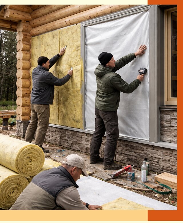 Утепление бревенчатого дома в зиме от 7824 руб/м2 — заказать под ключ | ТепломастерЗма