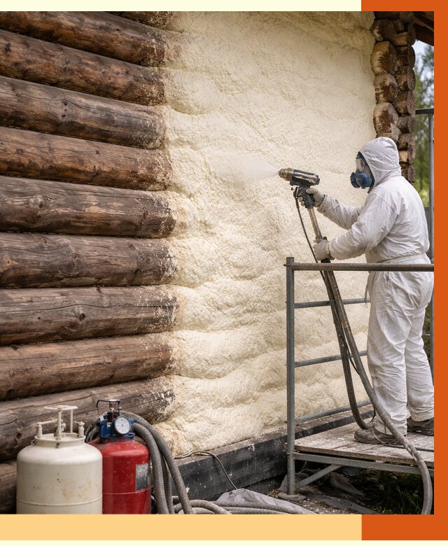 Утепление бревенчатого дома ППУ в зиме под ключ от 6393 руб. | ТепломастерЗма