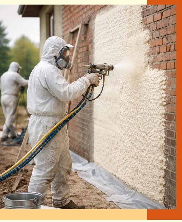 Утепление кирпичного дома ППУ в зиме под ключ от 6648 руб. | ТепломастерЗма