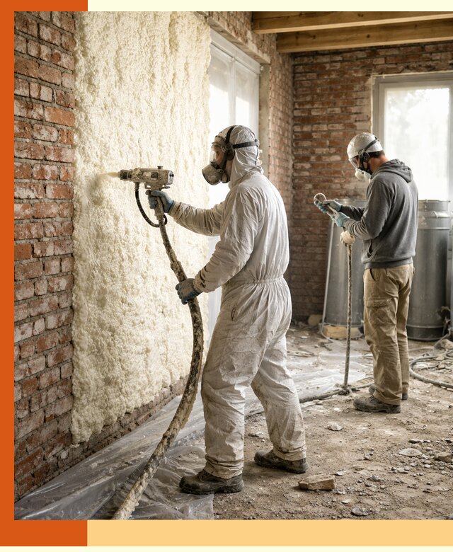 Утепление кирпичного дома пенополиуретаном в зиме