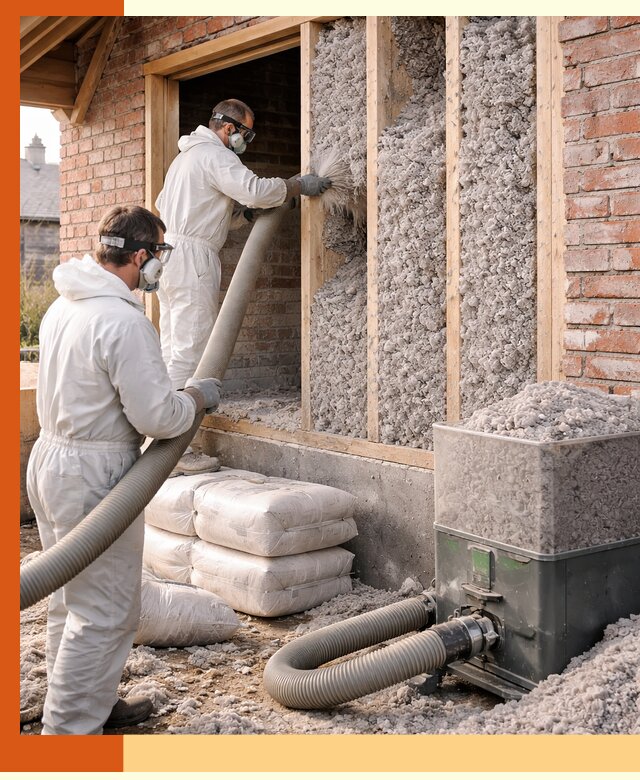 Утепление кирпичного дома эковатой в зиме