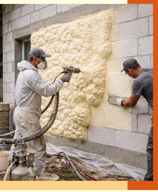 Утепление дома из газобетона ППУ в зиме от 4909 руб./м² под ключ | ТепломастерЗма