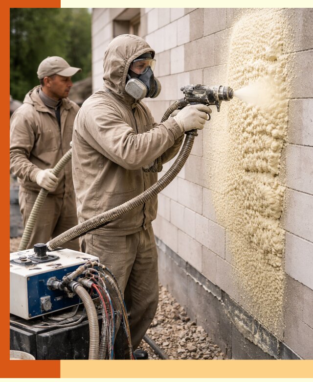 Утепление дома из газобетона ППУ в зиме — надежная теплоизоляция