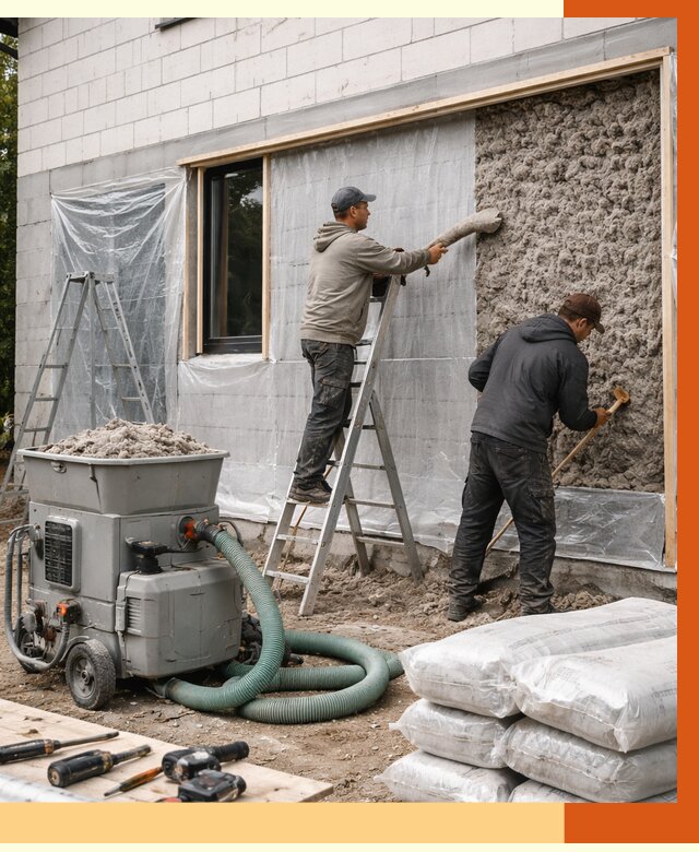 Утепление дома из газобетона эковатой в зиме от 4603 руб./м2 | ТепломастерЗма