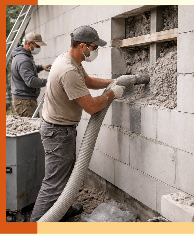 Утепление дома из газобетона эковатой в зиме