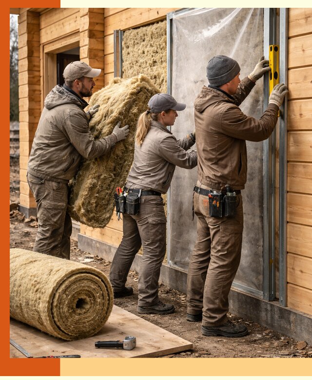 Утепление дома из двойного бруса в зиме качественно и надёжно