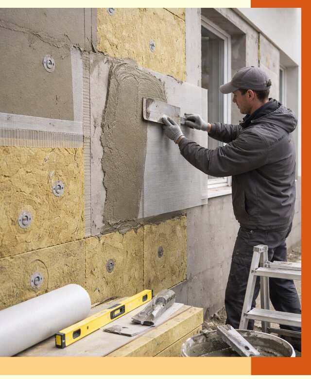 Утепление фасада под штукатурку в зиме от 4296 руб/м2 — монтаж пенопластом и минватой | ТепломастерЗма