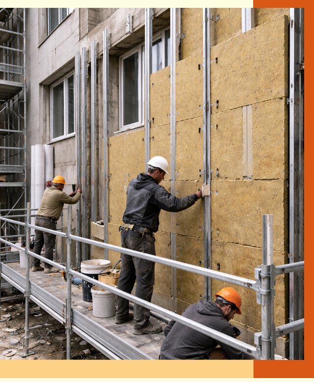 Утепление вентилируемого фасада в зиме от 5728 руб/м2 — монтаж и утепление вентфасад | ТепломастерЗма