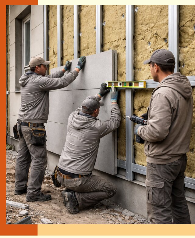 Утепление вентилируемого фасада под ключ в зиме