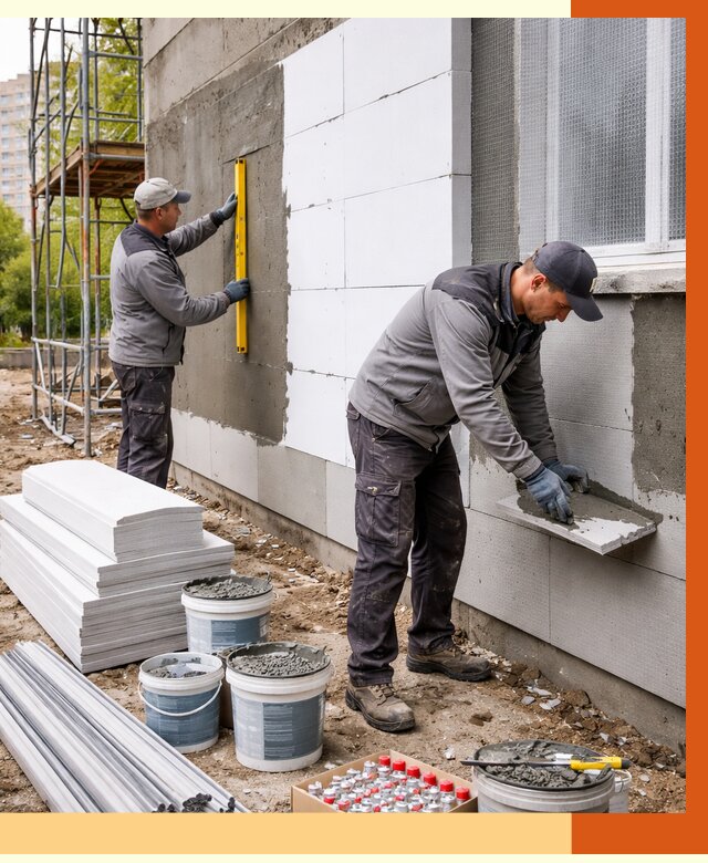 Утепление фасада и стен снаружи в зиме от 4296 руб. | ТепломастерЗма