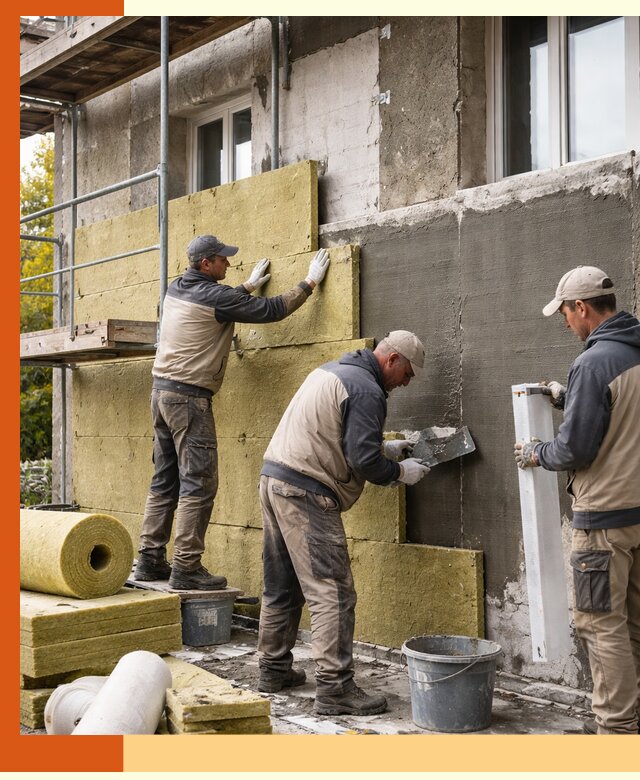 Утепление фасада зданий и домов в зиме