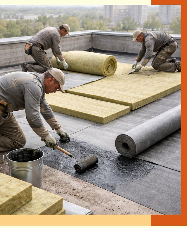 Утепление плоской крыши в зиме от 7364 руб./м2 под ключ | ТепломастерЗма