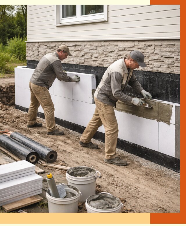 Утепление фундамента снаружи в зиме от 4296 руб. за м² | ТепломастерЗма