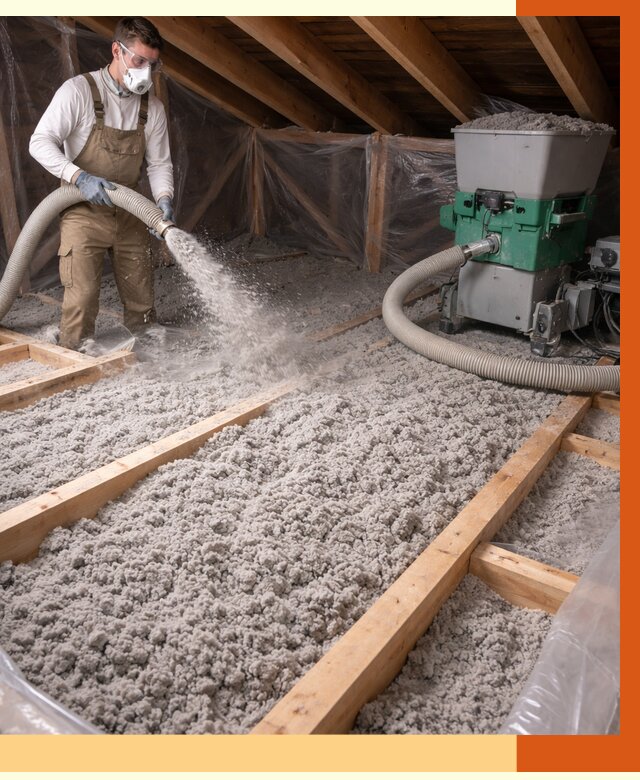 Утепление чердака эковатой в зиме от 1483 руб/м2 — заказать у ТепломастерЗма