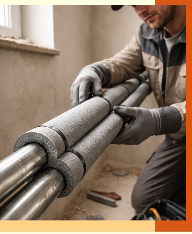 Утепление труб отопления в зиме от 2915 руб. за м² — услуги под ключ | ТепломастерЗма