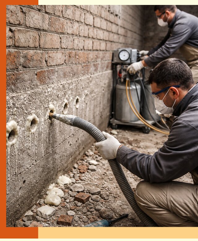 Заполнение колодцевой кладки ППУ в зиме быстро и герметично