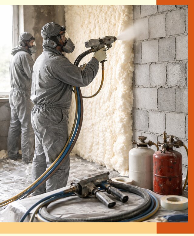 Утепление блочной стены ППУ в зиме от 4347 руб./м² — ТепломастерЗма