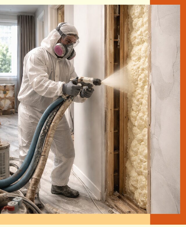 Межстеновое утепление ППУ в зиме от 2813 руб/м2 — межстенное утепление под ключ | ТепломастерЗма