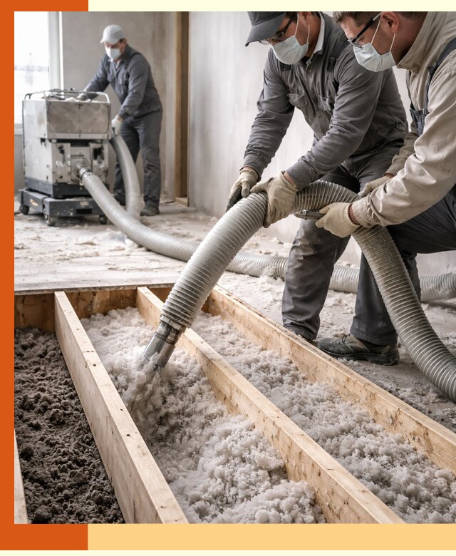 Заполнение полостей межэтажного перекрытия в зиме эффективно и герметично