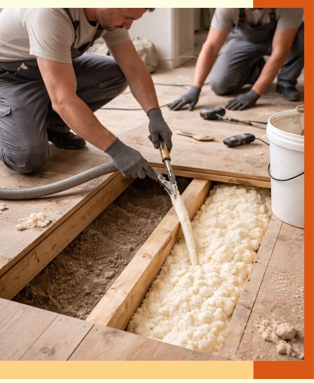 Заполнение пустот пола в зиме от 2762 руб. — утепление пустот пола под ключ | ТепломастерЗма