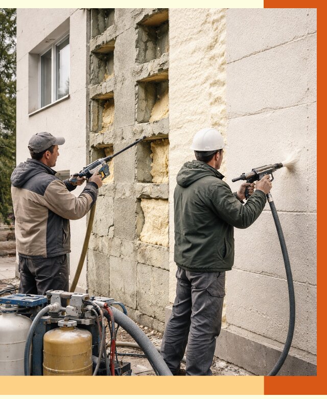 Заполнение пустот фасада в зиме от 4603 руб. — утепление пустот облицовки | ТепломастерЗма