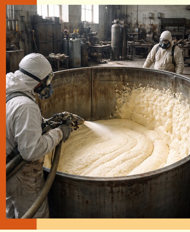 Заливка ппу в емкости с полной изоляцией и герметизацией в зиме