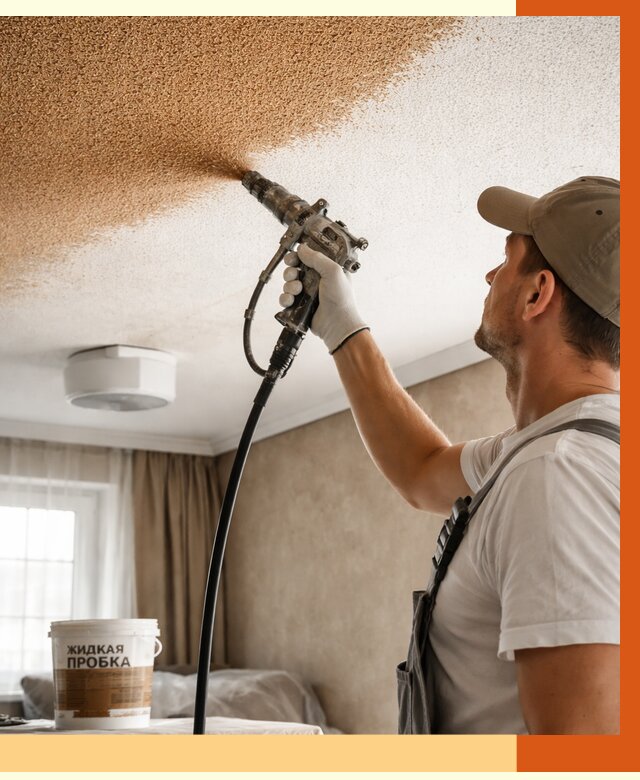 Утепление потолка жидкой пробкой в зиме от 3580 руб. | ТепломастерЗма