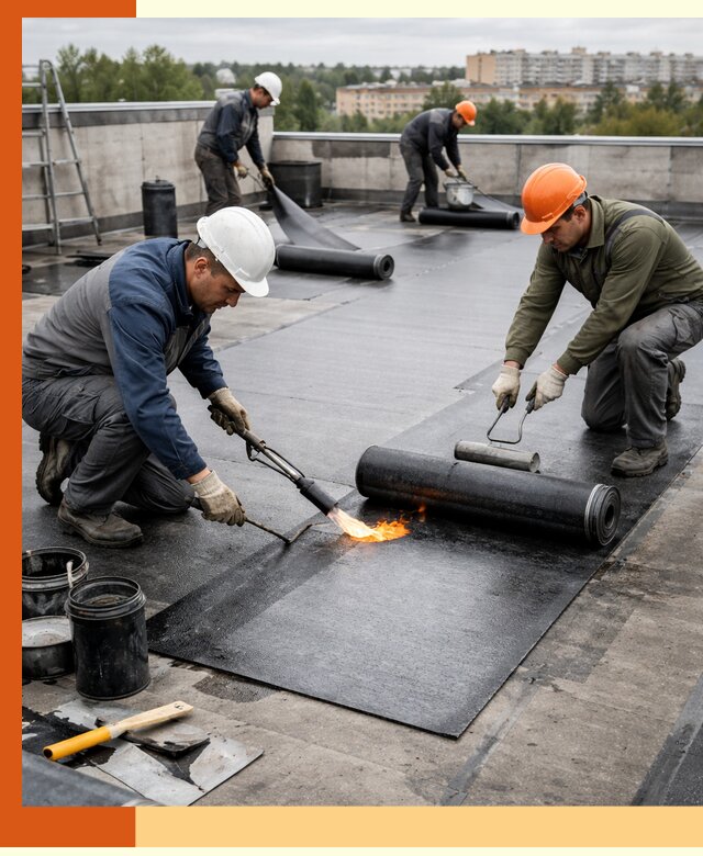 Профессиональная гидроизоляция плоской кровли в зиме