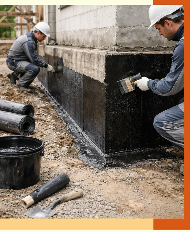 Гидроизоляция фундамента в зиме от 1279 руб. — профессионально, под ключ | ТепломастерЗма