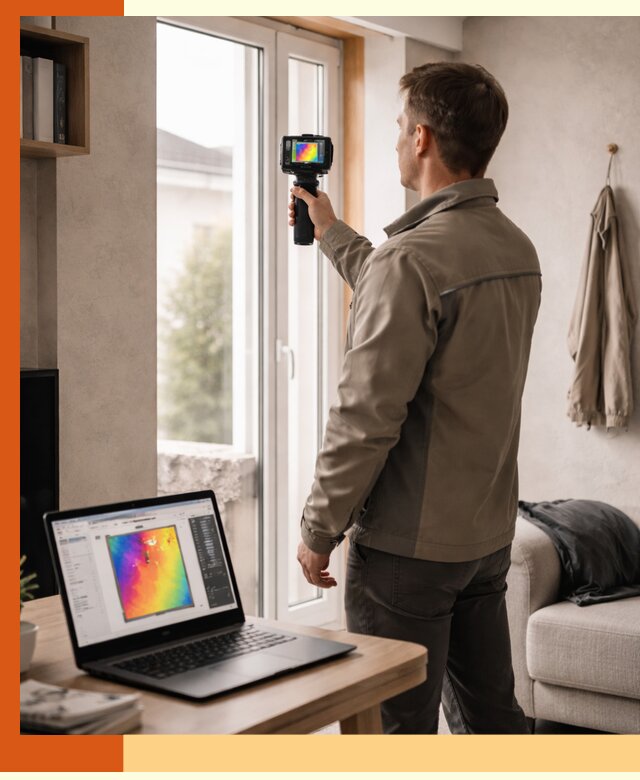 Тепловизионное обследование квартиры в зиме для поиска утечек тепла