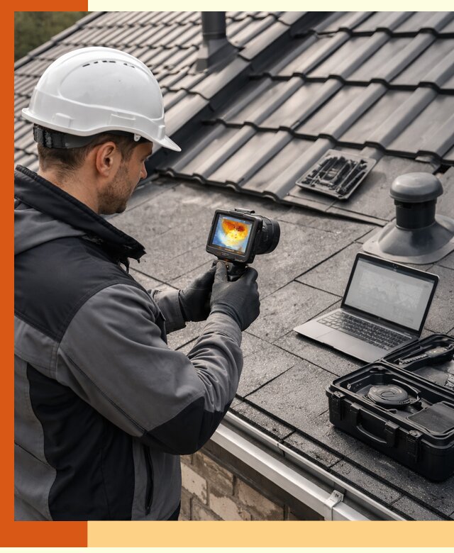 Тепловизионное обследование кровли в зиме для выявления дефектов