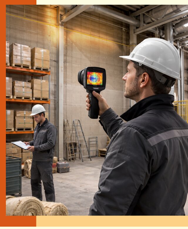 Тепловизионное обследование склада и выявление утечек в зиме