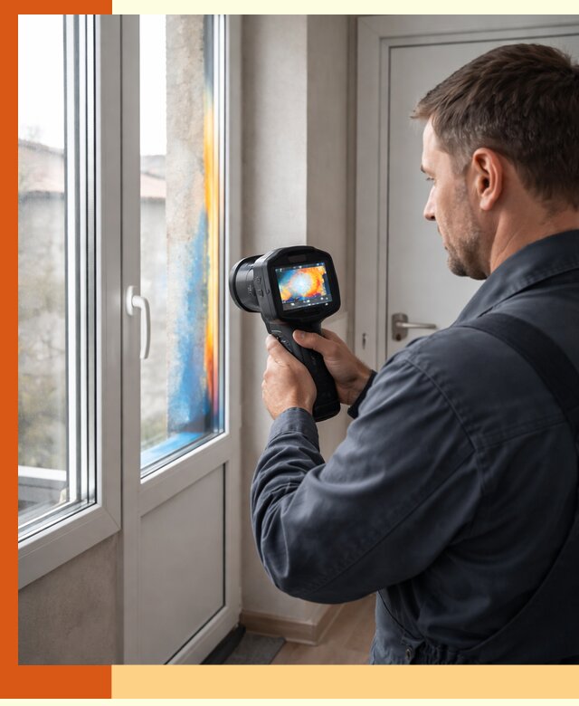 Тепловизионное обследование окон и дверей в зиме