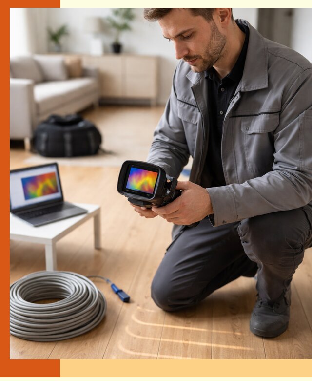 Тепловизионное обследование тёплого пола в зиме для точной диагностики