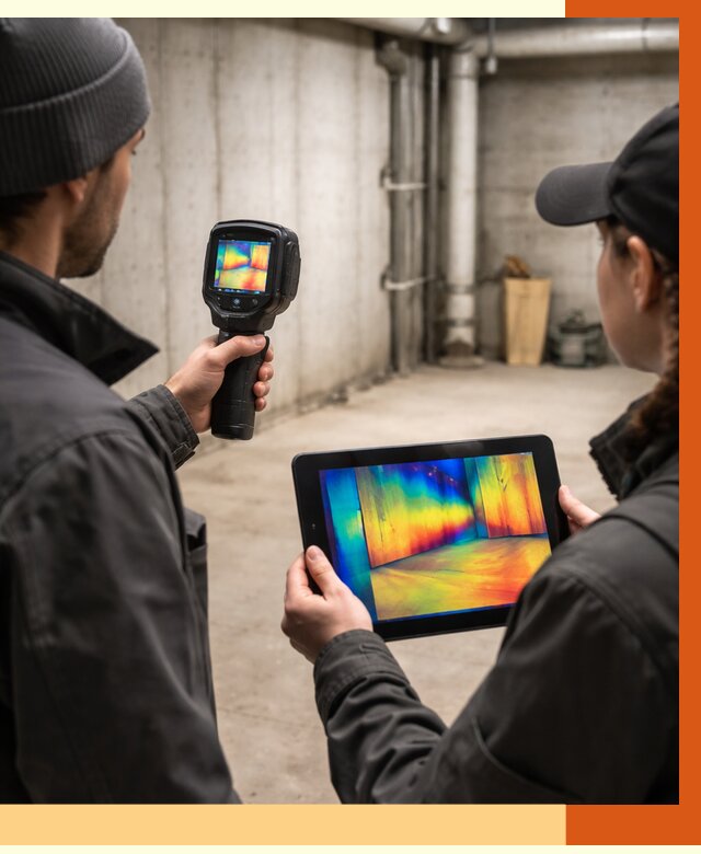 Тепловизионное обследование подвала в зиме от 4603 руб. — проверка гидроизоляции | ТепломастерЗма